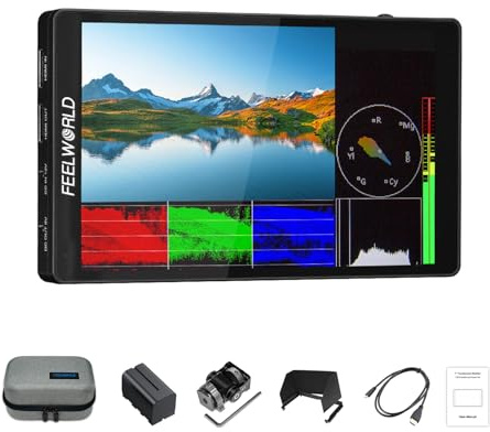 FEELWORLD F7 PRO 7 Pollice Touch Screen DSLR Camera Field Monitor con F750 Batteria e Borsa 3D Lut HDR Forma d'onda F970 Alimentazione Esterna Kit di Installazione 1920x1200 4K 60Hz HDMI in Out 8.4V