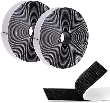 Biadesivo, Feltro Adesivo Forte Tessuto,2cm*6M Extra Forte Hook Loop Adesivo Rotolo di Chiusura,per Portafoto,Finestre, Zanzariera, Tende, Fai Da Te Fatto a Mano, Tappetini Auto,Nero