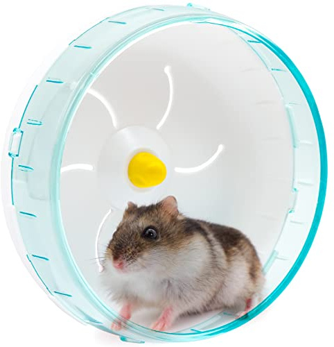 Roue Silencieuse pour Hamster, 17.5cm Roues De Course Silencieuses avec Support Ajustable, pour Hamster, Gerbilles, Souris, Petit Animal De Compagnie (Bleu)