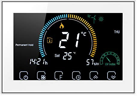 Matybobe Termostato per riscaldamento a pavimento, termostato, touch screen programmabile, LCD per scaldabagno, termoregolatore con retroilluminazione 95-240 V