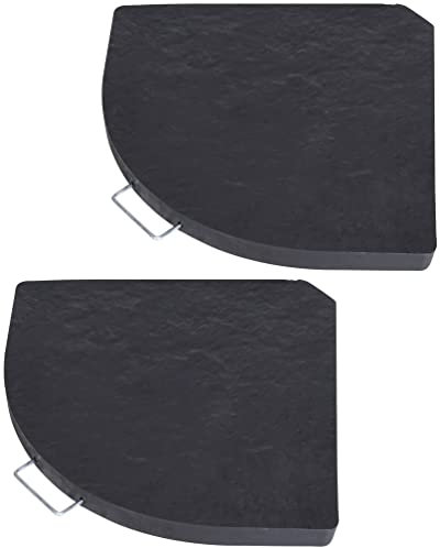 Muddy Hands Set of 2 Black Resin Stone Garden Parasol Base Weights - for Cantilever or Banana Umbrella - Each Weighs 11.7kg