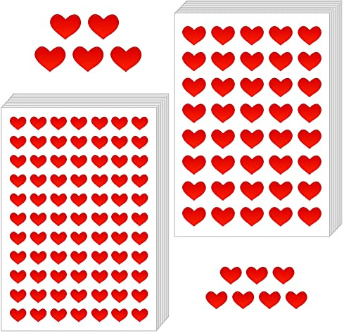 BLMHTWO 1404 Stück Sticker Herzen, Aufkleber Herz Rote Belohnungsaufkleber Selbstklebend Herz Sticker für Umschläge Geschenkverpackungen Scrapbooking Hochzeitsdekoration | Aus Kupferpapier, leicht abzulösen ohne Rückstände. Geeignet für Scrapbooking, Umschläge und Geschenkverpackungen