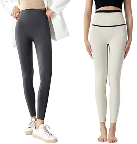 Minetom Damen Warme Schlanke Hose Frauen Winter Thermo Leggings Plüsch Jogginghose Verdickte Fleece Gefütterte Leggings Hohe Taille Stretch Hose Grau Dickes Fleecefutter XL