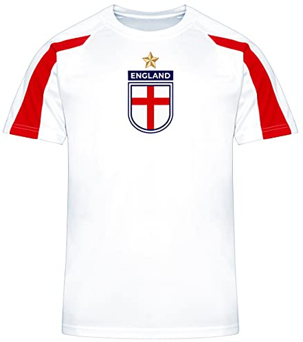 FOOTEEZ Barn England fotboll topp sport t-shirt, Vitt, 12-13 År