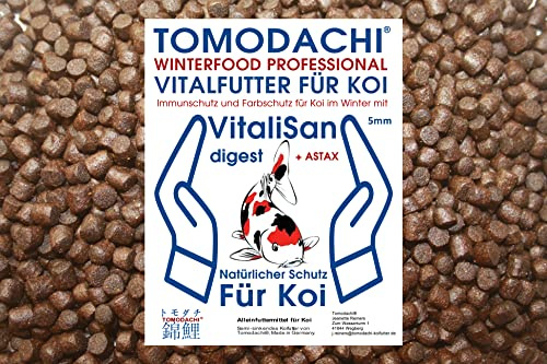 Koifutter Winterfutter Sinkfutter für Koi farbverstärkend mit VitaliSan antibakterielles Gesundheitsfutter für Koi im Winter Tomodachi 5mm 10kg