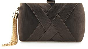 CORIOS Bolsa de Noche para Mujer Clutch con Fleco Borlas Vintage Retro Bolso de Hombro Bolso de Boda Partido Fiesta Baile Ceremonia Fiesta de Coctel Bolsos Bandolera Marrón