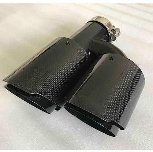 Auto Auspuff Endrohr 1 Stücke Auto Modifizierte Kohlenstofffaser Rohr Edelstahl Doppel Glänzend Schwarz Carbon Auspuffrohr Endschalldämpfer Form Für E90 Auspuffrohr Heckkehle (Farbe : 60MM IN 89MM)