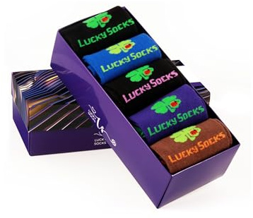 LUCKY SOCKS LS herrstrumpor eller damstrumpor långa hög kvalitet kammad bomull storlek 39–42,5-pack klassiska bomullsstrumpor för kvinnor och män flickor och pojkar i 5 moderna färger, Premium1, 39-42