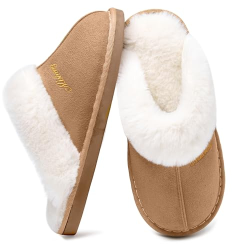 Coswind Zapatillas Casa Hombre Mujer Casual Invierno Peluche Cloudyzz Confortables Cálido Antideslizantes Pantuflas Interior Exterior Marrón claro 300