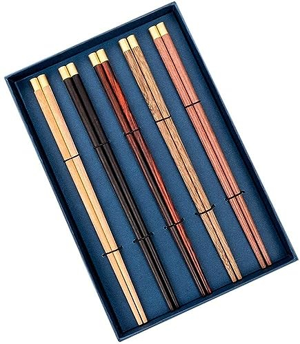 bacchette giapponesi chopsticks bacchette Bacchette domestiche riutilizzabili Lavastoviglie antiscivolo Confezione regalo in stile cinese 5 colori