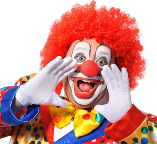 Hatstar Clown Set | Perücke + Handschuhe + rote Nase | für Damen und Herren | zu Karnaval und Fasching | Accessoire für Clown Kostüm