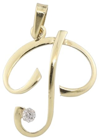 Miamar Damen Anhänger Buchstabe P 14 Karat (585) Gold weiß Diamant 0402103