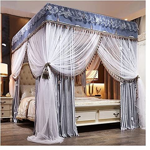 Prinzessinnen-Bettvorhänge, King-Size-Betthimmel mit Metallhalterung, Moskitonetz-Baldachin, Himmelbett-Betthimmel, Mädchen-Baldachin für Schlafzimmer (Größe: 1,8 x 2,2 m/5,9 x 7,2 Fuß)