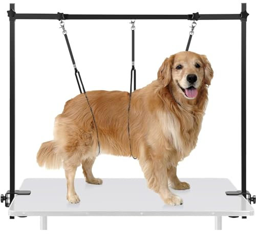 SMONTER Hundepflegearm mit Klemme, Verstellbarer Hundepflegetischarm mit Schlaufe, höhen- und breitenverstellbares Pflegebedarfsartikel für Hunde und Katzen