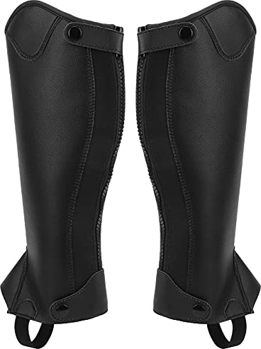 Half Chap Für Kinder, REIT Half Chaps Kinder Chaps Reitgamaschen Schutzausrüstung Kinder Reiten Half Chaps Gamaschen Für Den Reitsport Leder-Reißverschluss Half Chap Unisex Kinder(CS)