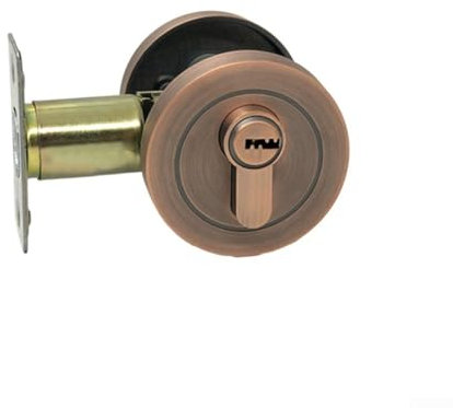 GLOBALHUT Maniglia di sicurezza per porta, serratura in lega di zinco con meccanismo di blocco invisibile, maniglia antifurto con chiavi, per bagno di casa (bronzo rosso)