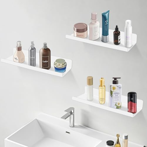 3er Set Wandregal Ohne Bohren Weiß, Schweberegal Acryl 30cm, 3 Stück für Wohnzimmer, Küche, Kinderzimmer, Arbeitszimmer oder Schlafzimmer