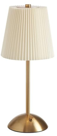 Cordless Table Lamp, 3000mAh Rechargeable Battery Operated Touch Light, Portable 3-Color Dimmable Vintage Ambient Light Beige Fabric Shade for Dining Table/Bedroom/Kitchen/Bar/Bathroom/Entryway/Gift