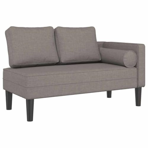 vidaXL Chaiselongue, Indoor Lounge Sofa mit Kissen, Gepolsterte Recamiere für Wohnzimmer Schlafzimmer Büro, Relaxliege Couch, Taupe Stoff