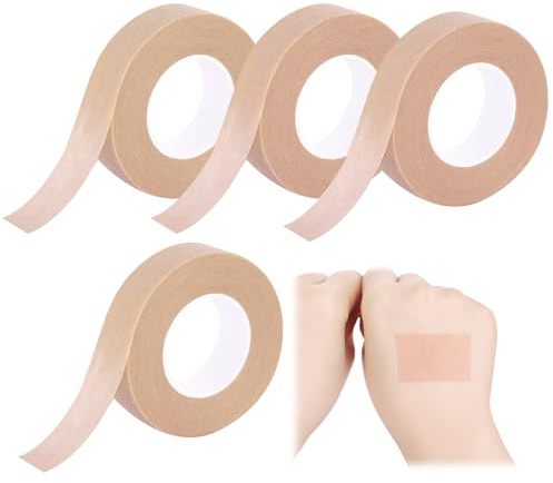 4 Rolls Micropore Surgical Tape, Nose Tape for Rhinoplasty | Breathable Flexible Skin Tape, Micropore Tape, for Sports Eyelash Extension Injuries, 1.25cm x 9.14m, Skin Color