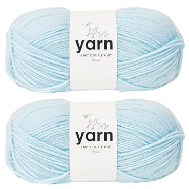Korbond Babygarn blå – 2 x 100 g akrylull – lätt, allergivänlig och hållbar dubbelstickad virkad garn stickad ull