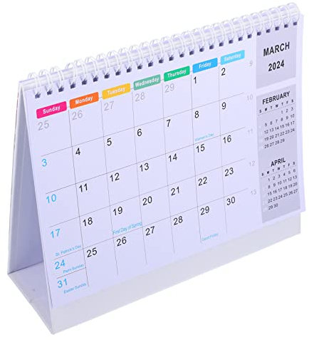 VILLCASE Kreativer Tischkalender Minimalistischer Stehkalender Für Büro Und Zuhause Design Kirschrot Für Planung Und Organisation