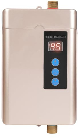 MINRS Elektrische Durchlauferhitzer, Warmwasserbereiter für die Küche mit LED-Digital-Temperaturanzeige und Fernsteuerung DurcMINhlauferhitzer Dusche 30-55℃ 5000W Trockengehschutz für Küche Badezimmer