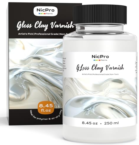 Nicpro Klarlack für Lufttrocknende Tonkeramik, Acryl Klarlack 250ML Glasur, Klarlack Wasserfest, Lufttrocknender Ton, Farbloser Glaze Schutzschicht Für Keramik, Tonskulpturen