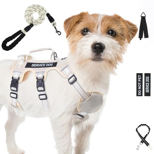Ausbruchsicheres Hundegeschirr für große und mittelgroße Hunde, 6-Punkt-verstellbar, Service-Hundegeschirr, Geschirr und Leine, kein Ziehen, Hundegeschirr mit Griff, mittelgroße Hundegeschirr zum
