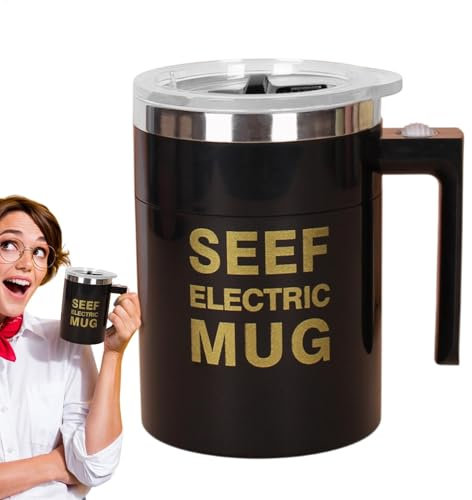 Acunny Vaso agitador automático, vaso mezclador de café eléctrico, 400 ml, vaso mezclador eléctrico portátil para café, leche, té, chocolate caliente, matcha