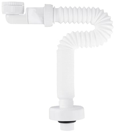 Siphon Lavabo Flexible Evacuation Evier 1 1/4 Économies d'Espace Réglables Siphon Remplaçable Tuyau de Vidange des Eaux Usées avec Serrure d'Odeur, Extensible de 380 à 930 mm