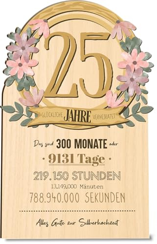 Silberhochzeit Karte 25. Jahre – Silberhochzeit Holzkarte - Hochzeitskarte - Silberhochzeit Geschenkideen, Silberhochzeit Geldgeschenk, Silberhochzeit Deko Draußen, Silberhochzeit Geschenke