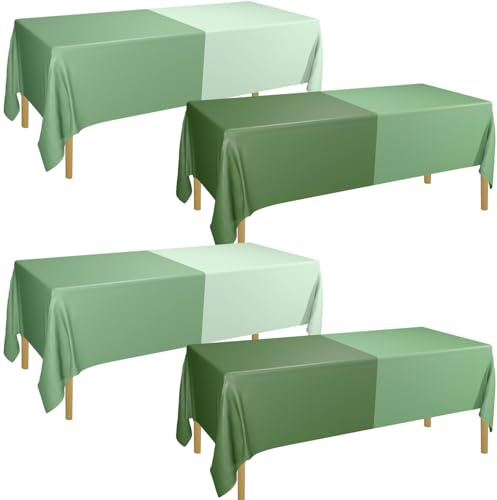 4Pcs Salbei grün Tischdecken Rechteck Assorted Gradient grün Tabelle Abdeckung wasserdicht Tischdecke für Hochzeit Urlaub Woodland Salbei grün Baby Dusche Dekorationen, 130 x 220cm
