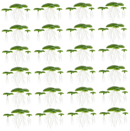 XJKLBYQ 72Pcs Duckweed, Plastic Fake Pond Plants with Leaves & Roots, Floating Aquarium Plants for Indoor, Outdoor, Fake Weed