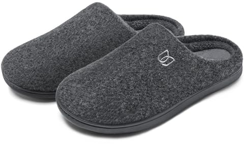 WateLves Chaussons Hommes Pantoufles en feutre Chaussons chaudes antidérapantes pour l'intérieur et l'extérieur(Gris classique, 43.5EU)