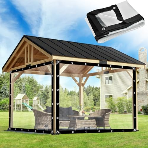 Transparente Plane mit Ösen 1x2m, Abdeckplane Wasserdicht Durchsichtige Regenfest Tarp für Außenbereich Garten Balkon Pflanzengewächshaus Gartenmöbel Terrasse Pergola
