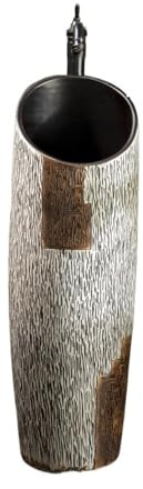 Lavabo Lavabo sur pied en céramique sculpté avec robinet et kit de vidange Facile à installer