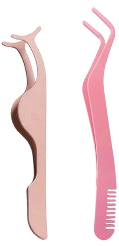 2 Pinces Spéciales Pour Faux Cils, Pinces À Sourcils Spéciales En Acier Inoxydable, Pinces Pratiques Pour Enlever Les Faux Cils, Outils De Beauté (Or Rose, Rose).