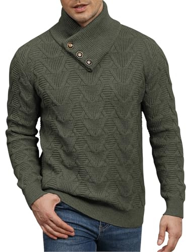 Comilaka Uomo Maglione Collo Alto Maglioni Manica Lunga Maglia Collo con Bottoni Pullover Tenere Caldo Autunno Inverno