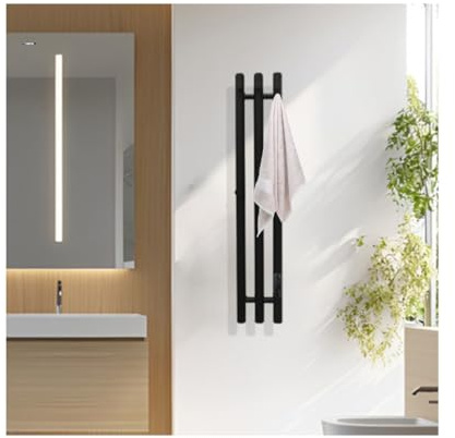 WRJAHCG Calienta Toallas De Toallero Secador Toallas Electrico,Calentador De Toallas Electrico Pared Negro,Radiador Toallero Electrico Baño Vertical con Termostato