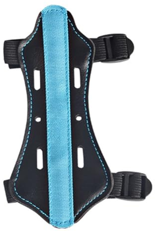 QOXEZY Protector de brazo de cuero perforado para tiro con arco, 15 cm de longitud, diseño grueso de 4 mm para mayor comodidad y protección, adecuado para niños y adultos