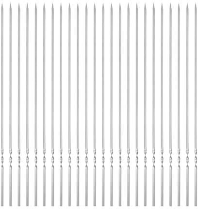 QUARKZMAN 24 Piezas De Brochetas De Metal 45cm x 5mm x 1.4mm Varillas Planas De Acero Inoxidable Reutilizables Para Parrilla BBQ Asador Al Aire Libre Para Carne Camarón Frutas Verduras
