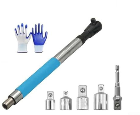 Schraubenschlüssel-Verlängerungswerkzeug mit hohem Drehmoment, schlankes Design für enge Räume, kompatibel mit 1,27 cm Stecknuss, Schnellwechselsystem für 3/8, 1/2 und 1/4 Antriebsköpfe (1 Set)