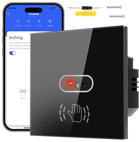Acmerota Smart-Bewegungssensor-Lichtschalter WLAN-Bewegungssensor Handbewegungs-Schalter, 8 cm Sensorschalter 10 A schwarz, (Unterstützt ohne Neutralleiter & Neutralleiter erforderlich)