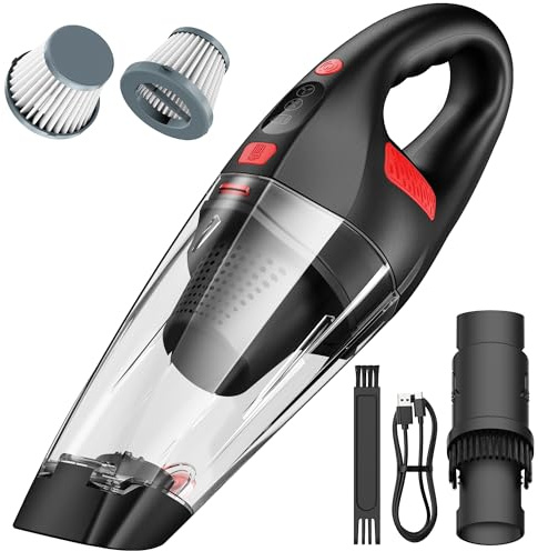 Resmafn Handheld Car Vacuum Cleaner Cordless - Hand Vacuum with 2 Reusable Filter and Motorized Brush Strong Suction Powerful Portable Wireless Lightweight Long Runtime Hand-held Vaccum USB for Home