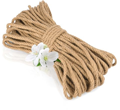 vsshe Cuerda de Yute Natural, 7 mm x 50 m, Resistente al desgarro, de sisal para Gatos, de cáñamo de Fibra Natural Resistente para rascadores, jardín, Bricolaje, decoración, Atado y Camping