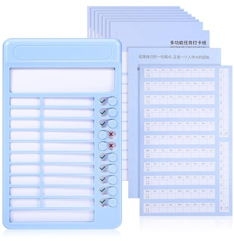 PACKOVE Planificador de Tareas Visual Azul Multifuncional, Tablero de Rutina Control Deslizante, Plástico Resistente, Organizador de Escritorio para Gestión Diaria y Planificación Escolar