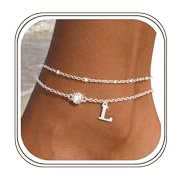 Aidenn Buchstaben Fußkettchen für Damen Silber 925 Fussketten Für Frauen Wasserfester Personalisierte Layered Zirkonia Fußkette Fusskette Fußschmuck Geschenke für Mädchen