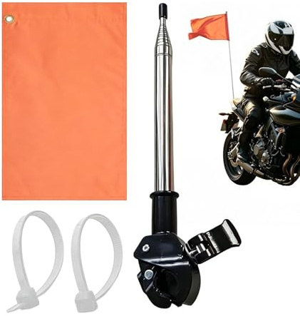 Drapeau De Sécurité Pour Vélo Avec Mât Hauteur Réglable Visibilité Élevée | Drapeau de Sécurité pour Remorque de Vélo pour Moto, Fauteuil Roulant, Voiturettes De Golf, Kayak, Conduite Sur Route, C