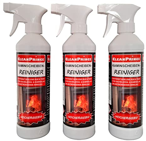 CleanPrince 3 x 0,5 Liter Kaminscheibenreiniger Kaminscheibenreiniger Ofen Glas Ruß Ofenglas Kaminglas Ofenreiniger Kaminreiniger Kaminreinigung Reiniger Reinigung Kaminscheibenreiniger